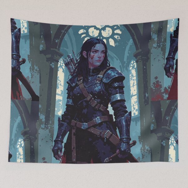 Item preview, Fierce vampire huntress at twilight designed and sold by ShroomForge.