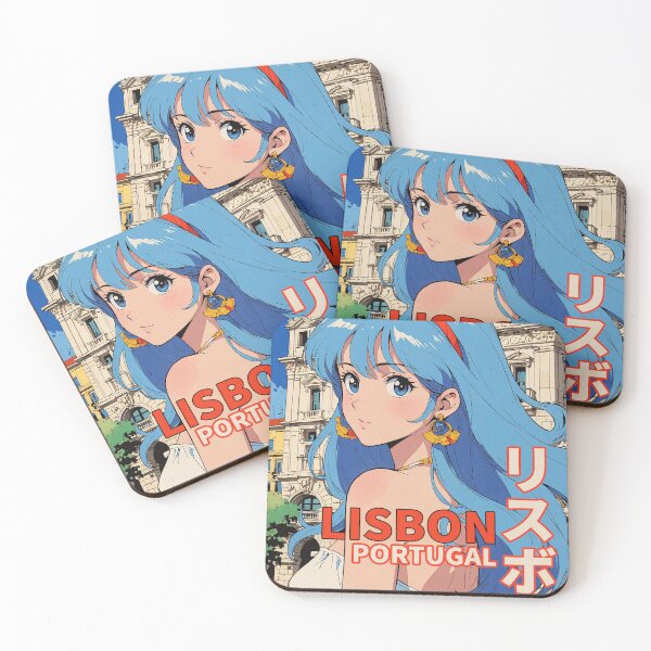 Item preview, Lisbon Portugal Blue Haired Anime Girl 80s Retro Aesthetic Vintage Cultural Travel  designed and sold by onlyanimevibes.