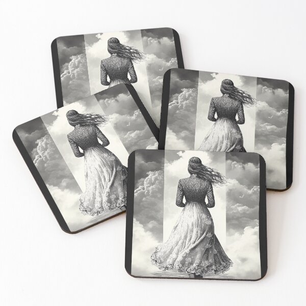 Item preview, Black & White female design. Windswept in vintage clothing. designed and sold by Shoot-The-Moon.