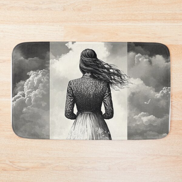 Item preview, Black & White female design. Windswept in vintage clothing. designed and sold by Shoot-The-Moon.