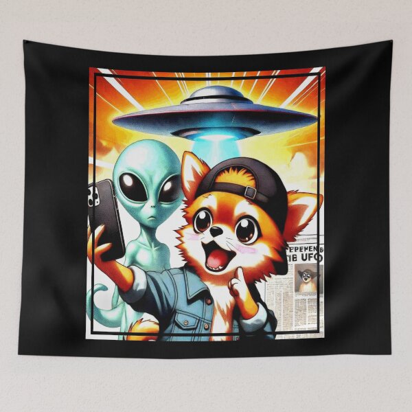 Item preview, Funny Chihuahua Selfie with UFO Cute Anime Chihuahua designed and sold by Creat-Des.