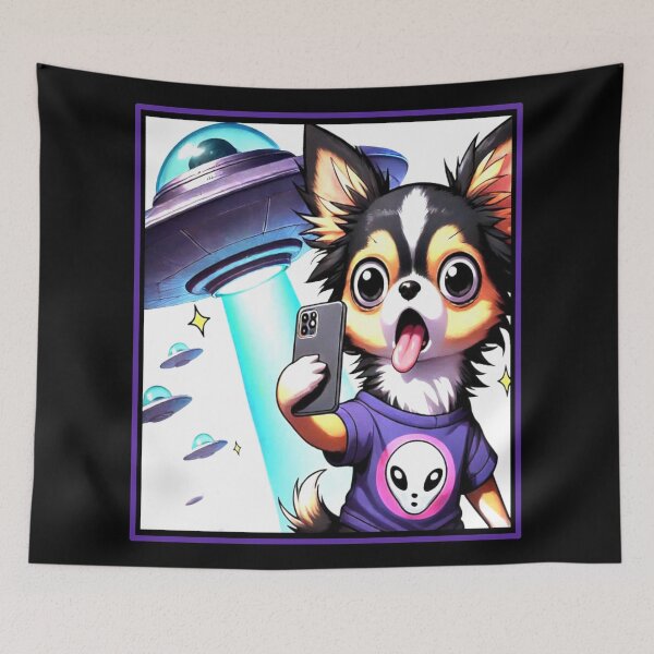 Item preview, Funny Chihuahua Selfie with UFO Cute Anime Chihuahua designed and sold by Creat-Des.