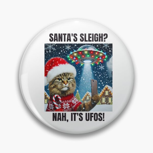 Item preview, Cat Christmas Selfie With Santa and UFO Aliens designed and sold by AllYoursShop.