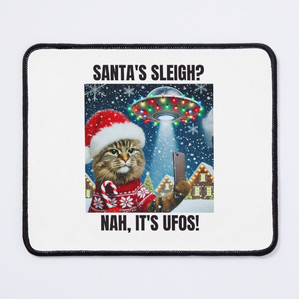 Item preview, Cat Christmas Selfie With Santa and UFO Aliens designed and sold by AllYoursShop.
