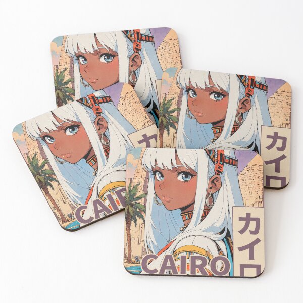 Item preview, Cairo Egypt White Haired Anime Girl 80s Retro Aesthetic Vintage Cultural Travel  designed and sold by onlyanimevibes.