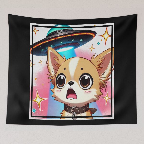 Item preview, Funny Chihuahua Selfie with UFO Cute Anime Chihuahua designed and sold by Creat-Des.