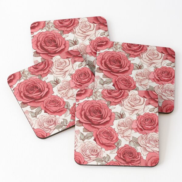 Item preview, Roses with pastel pink and red color on white background designed and sold by Designbes.