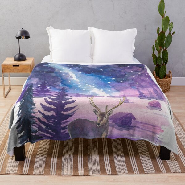 Item preview, Starlit Milky Way Forest Dreams Enchanted Deer Nightscape Painting designed and sold by artshop77.