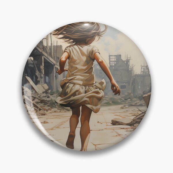 Item preview, Survivor Girl Running Through War-Torn Ruins in Post-Apocalyptic Landscape designed and sold by ashrafzain.