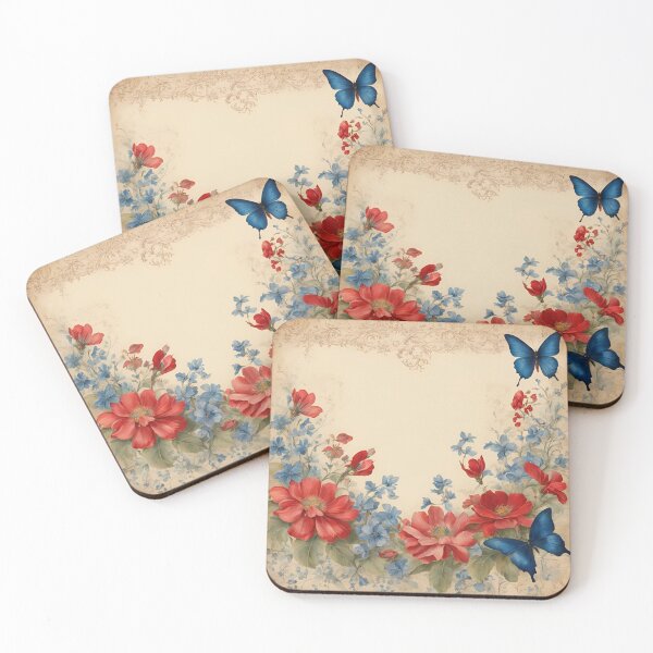 Item preview, Floral Butterfly Design Antique Reds and Blues designed and sold by Our Bible Journey.