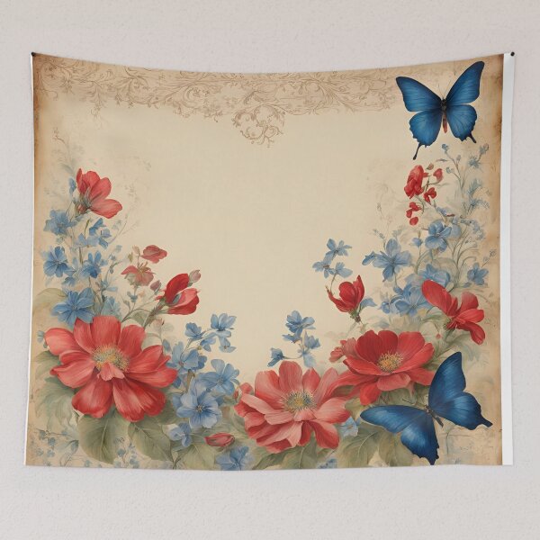 Item preview, Floral Butterfly Design Antique Reds and Blues designed and sold by Our Bible Journey.
