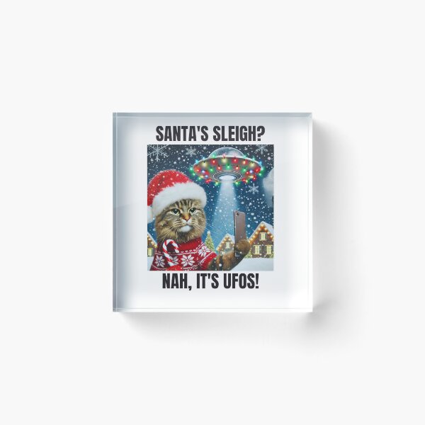 Item preview, Cat Christmas Selfie With Santa and UFO Aliens designed and sold by AllYoursShop.