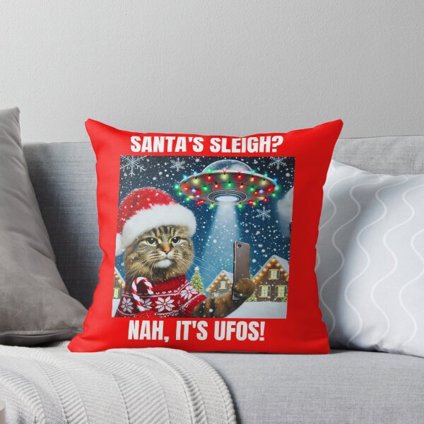 Item preview, Cat Christmas Selfie With Santa and UFO Aliens designed and sold by AllYoursShop.