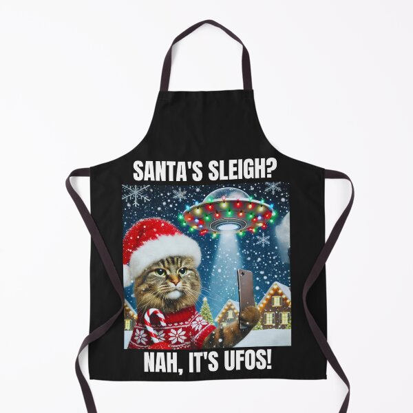 Item preview, Cat Christmas Selfie With Santa and UFO Aliens designed and sold by AllYoursShop.
