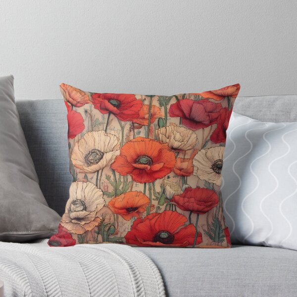 Item preview, Poppy flowers with uneven outlines and textured color fills designed and sold by Designbes.