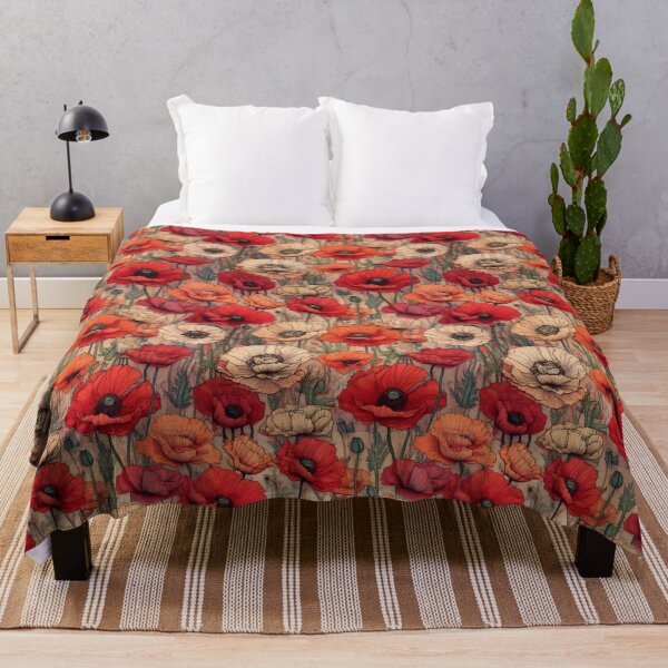 Item preview, Poppy flowers with uneven outlines and textured color fills designed and sold by Designbes.