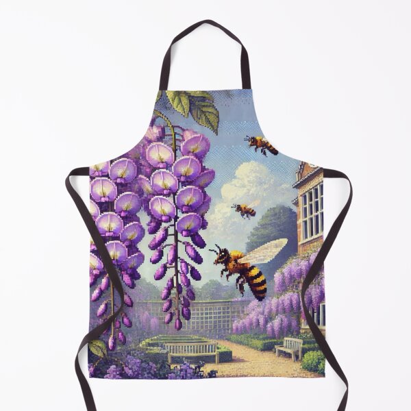 Item preview, Regency era style Pixelated flowers, bees and purple wisteria, est. 1813, garden theme, royalty designed and sold by Sugar Wisdom .