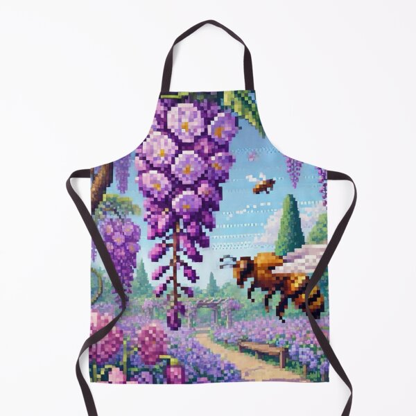 Item preview, Regency era style Pixelated flowers, bees and purple wisteria, est. 1813, garden theme, royalty designed and sold by Sugar Wisdom .