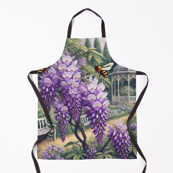 Item preview, Regency era style Pixelated flowers, bees and purple wisteria, est. 1813, garden theme, royalty designed and sold by Sugar Wisdom .