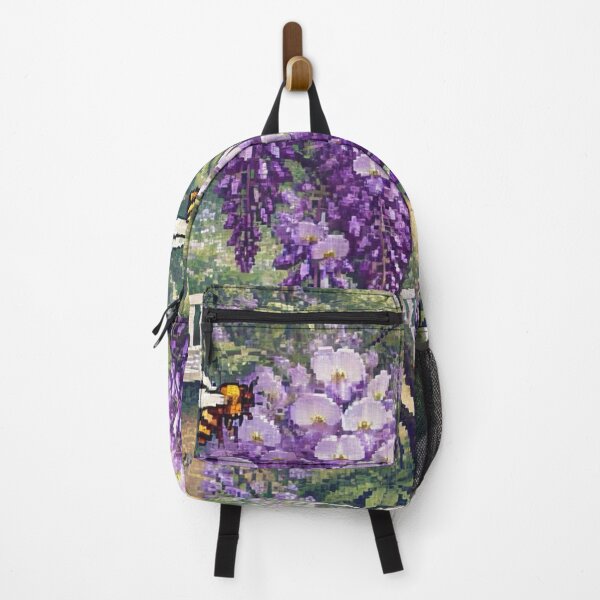 Item preview, Regency era style Pixelated flowers, bees and purple wisteria, est. 1813, garden theme, royalty designed and sold by Sugar Wisdom .