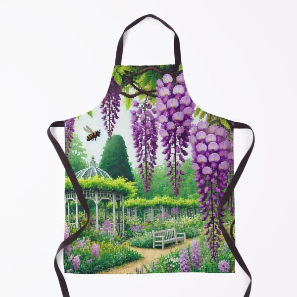Item preview, Regency era style Pixelated flowers, bees and purple wisteria, est. 1813, garden theme, royalty designed and sold by Sugar Wisdom .