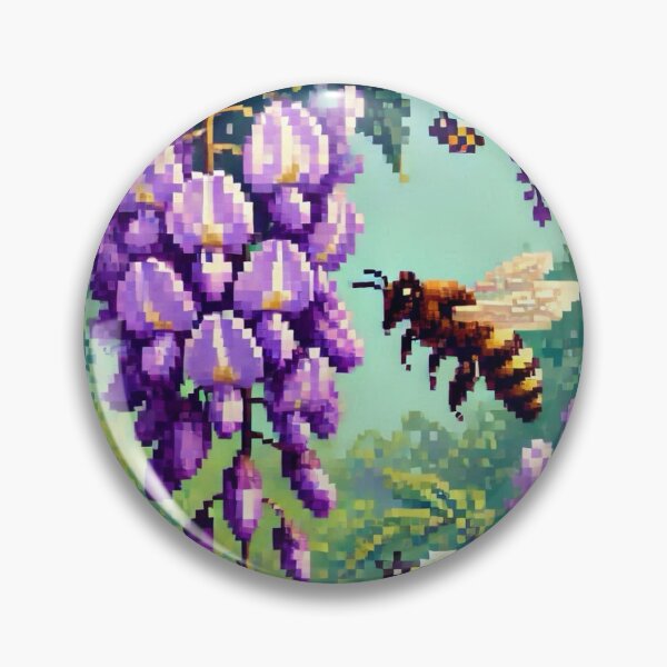 Item preview, Regency era style Pixelated flowers, bees and purple wisteria, est. 1813, garden theme, royalty designed and sold by Sugar Wisdom .