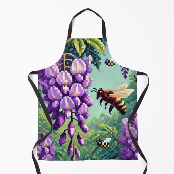 Item preview, Regency era style Pixelated flowers, bees and purple wisteria, est. 1813, garden theme, royalty designed and sold by Sugar Wisdom .
