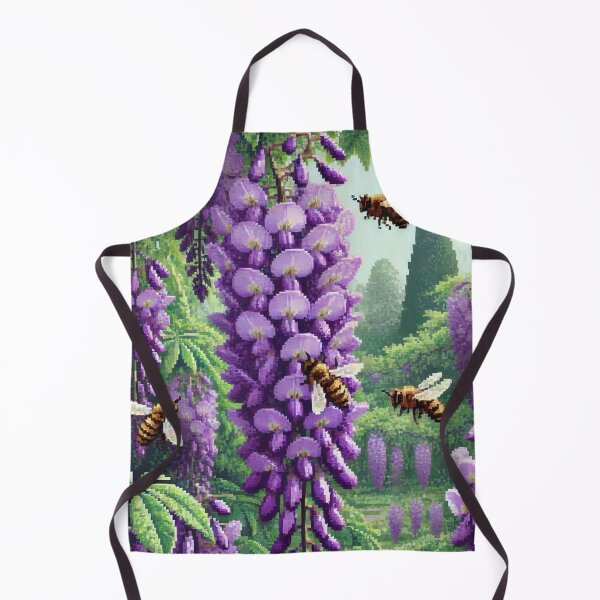 Item preview, Regency era style Pixelated flowers, bees and purple wisteria, est. 1813, garden theme, royalty designed and sold by Sugar Wisdom .