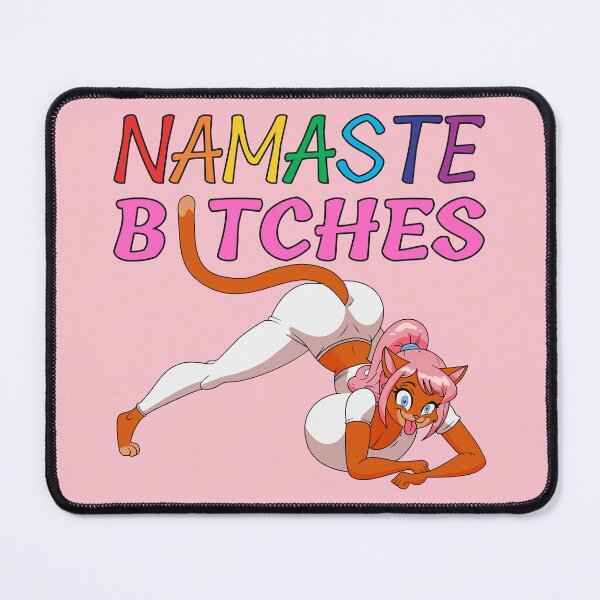 Item preview, Namaste Bitches – Busty Furry Yoga Cat Design designed and sold by BaxInke.