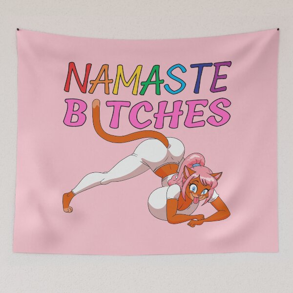 Item preview, Namaste Bitches – Busty Furry Yoga Cat Design designed and sold by BaxInke.