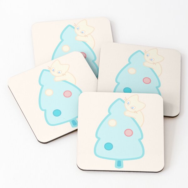 Item preview, Kawaii Cat Climbing Christmas Tree designed and sold by Xiaolan's Art.