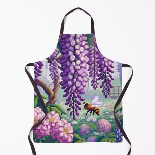Item preview, Regency era style Pixelated flowers, bees and purple wisteria, est. 1813, garden theme, royalty designed and sold by Sugar Wisdom .