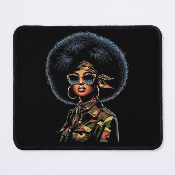 Item preview, Black Woman Afro Chic in Camouflage Art Design designed and sold by love3617.
