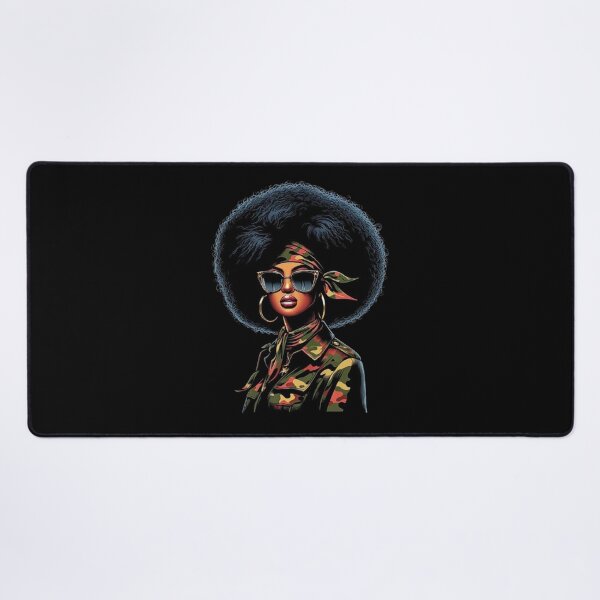 Item preview, Black Woman Afro Chic in Camouflage Art Design designed and sold by love3617.