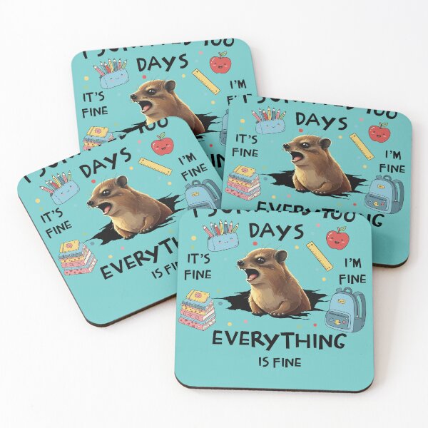 Item preview, I Survived 100 Days Of School It's Fine I'm Fine Rock Hyrax Awawa designed and sold by d247.