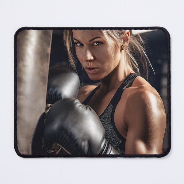 Item preview, A muscular individual wearing boxing gloves is training with a punching bag in a dimly lit gym, showcasing strength and focus designed and sold by homydesign.