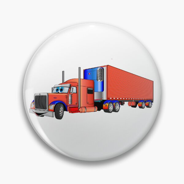 Item preview, Orange and Blue Semi Truck Reefer Cartoon designed and sold by Scott Hayes.