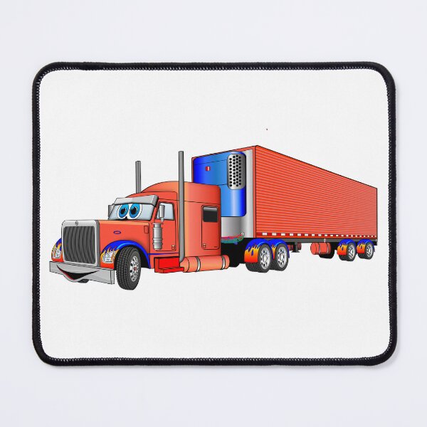Item preview, Orange and Blue Semi Truck Reefer Cartoon designed and sold by Scott Hayes.