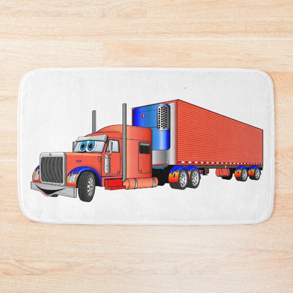 Item preview, Orange and Blue Semi Truck Reefer Cartoon designed and sold by Scott Hayes.