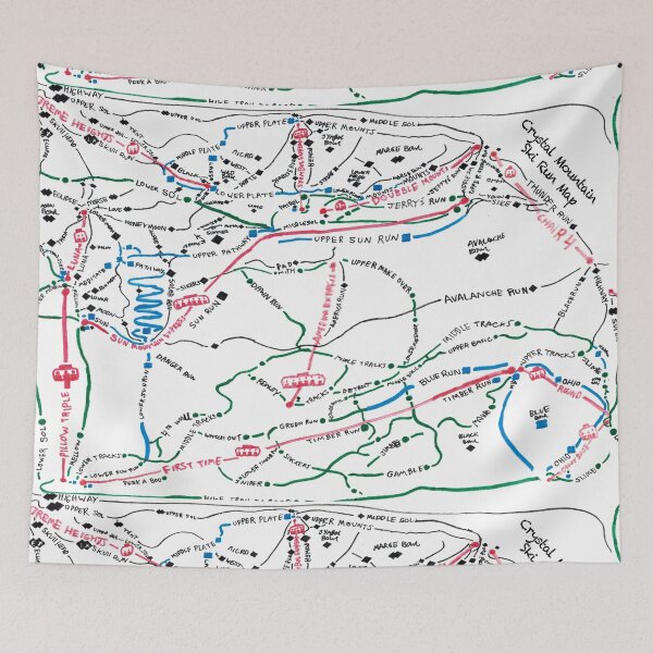 Item preview, Crystal Mountain Ski Runs Map by Damien Parrish designed and sold by Naomi Gutierrez Parrish.