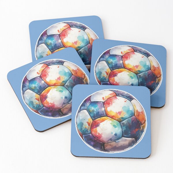 Item preview, Football Soccer Ball Watercolor Illustration Drawing (Gray Blue BG) designed and sold by FilipeFerreira.