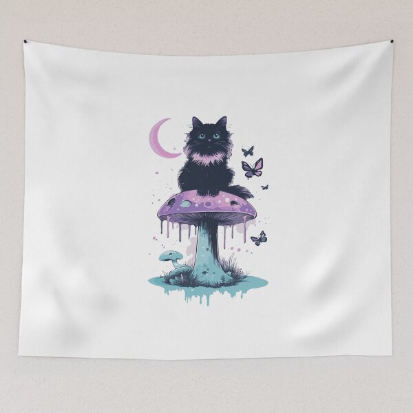 Item preview, cat on mushroom designed and sold by craftyaliens.