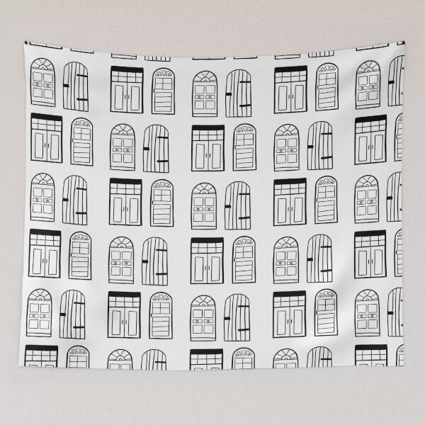 Item preview, Charming Doors: Simple Black and White Line Art designed and sold by RM-Journey.