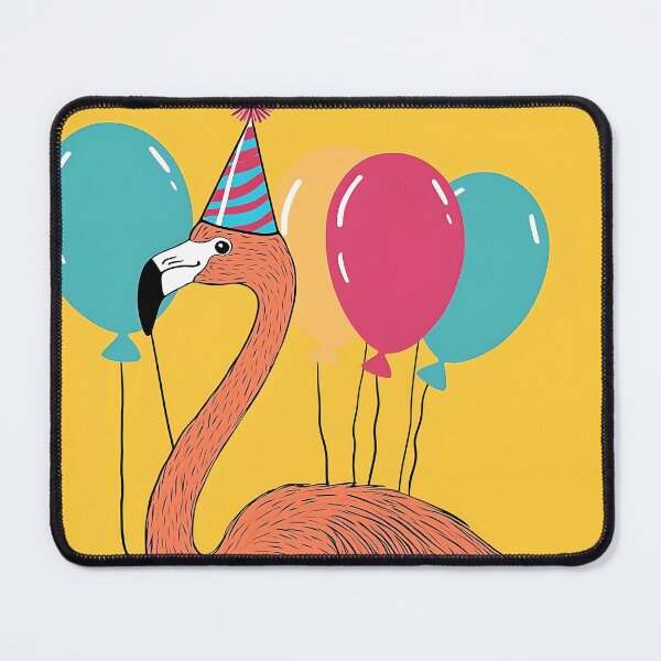 Item preview, Party Flamingo with Balloons and Festive Hat designed and sold by TringTringCards.