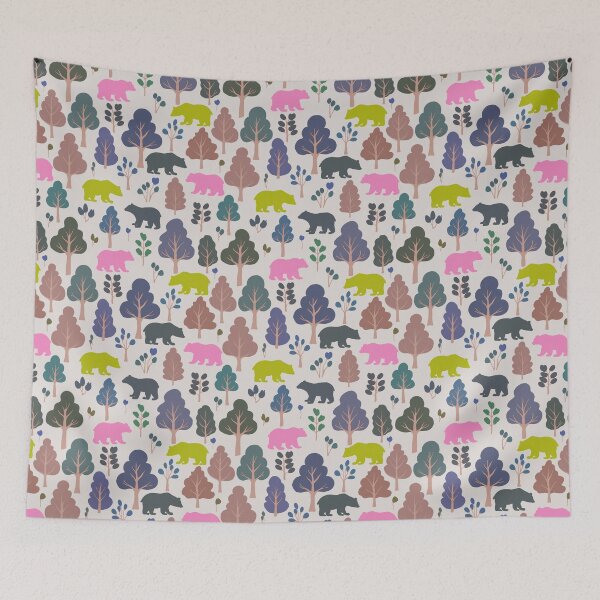 Item preview, Bear-y Fun In The Forest - Blue- Brown - Dark Purple-Green -Pink  designed and sold by Fezzyboo.