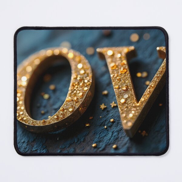 Item preview, Golden Glitter Love Letters on Textured Dark Blue Surface designed and sold by Creative88Art.