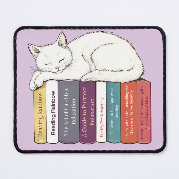 Item preview, Cozy Cat Napping on Book Stack - Feline Relaxation and Reading Art designed and sold by ArtfullyJua.