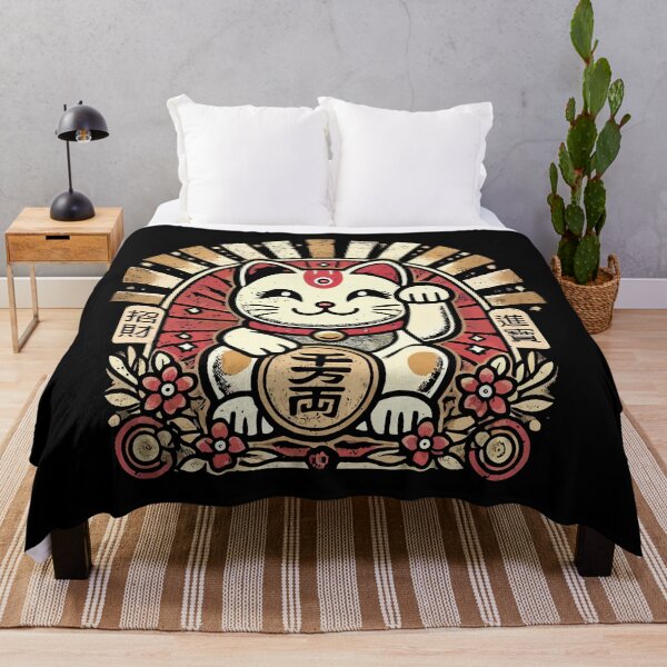 Aperçu de l'œuvre Chat porte-bonheur vintage mignon Maneki Neko, motivation pour le succès et l'argent créée et vendue par chantastical.
