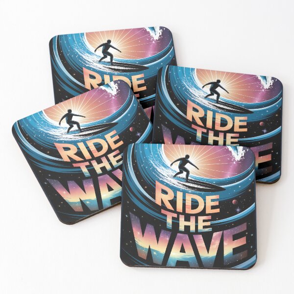 Item preview, Ride the Wave - Cosmic Surfing - night surfer - adventure designed and sold by pixelated_echoes.