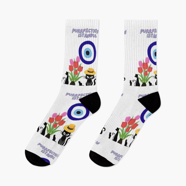 Item preview, evil eye and tulips with purrfection in Istanbul designed and sold by wallartofmio.